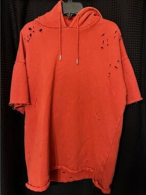 PacSun Distressed Red Short-Sleeve Hoodie